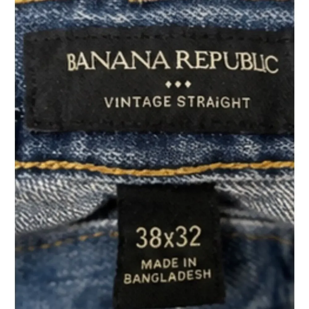 Banana Republic Vintage Straight Jeans Men’s 38x32 Blue Medium Wash Straight Leg